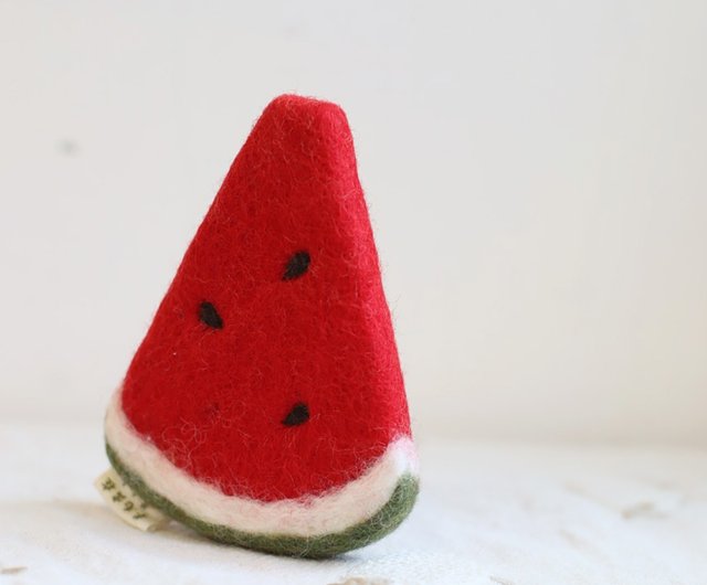 ハンドメイド羊毛フェルト 猫 夏 スイカ ネコ