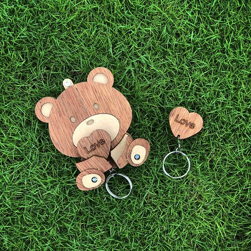 卷木森活館 畢業禮物【手作DIY】鑰匙圈 熊熊情侶吊飾 鑰匙收納架 婚禮小物