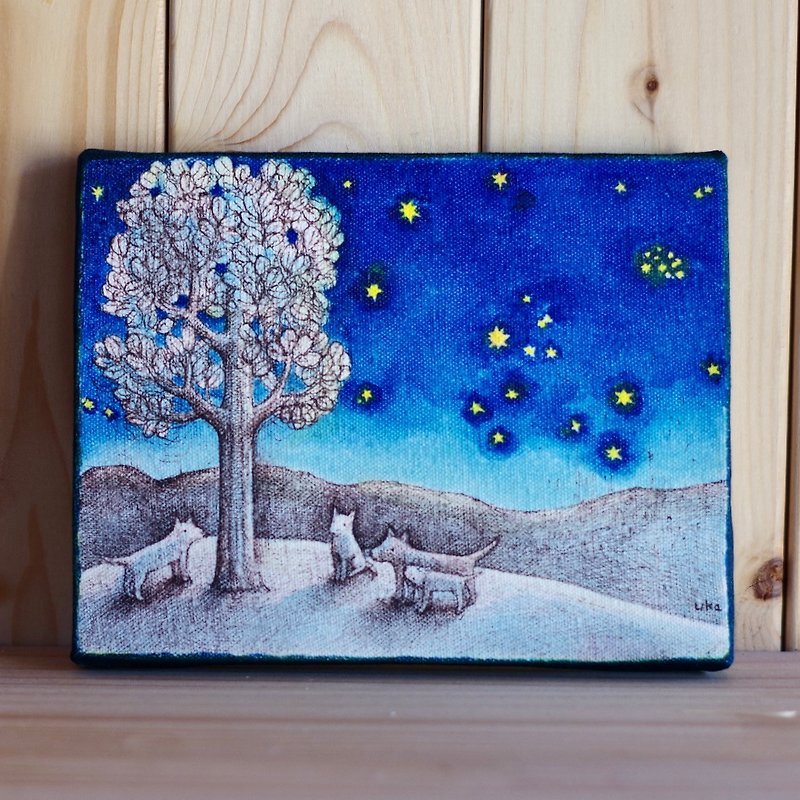 stars of Lasa 03 /original painting/watercolor - โปสเตอร์ - ผ้าฝ้าย/ผ้าลินิน สีน้ำเงิน
