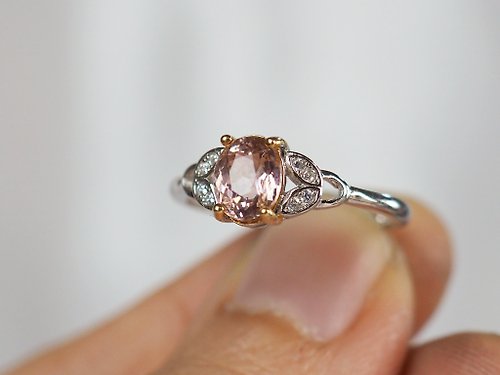 Lalune月兒輕珠寶 寶石系列 ||愛的泡泡|| 925銀 鑲鑽粉紅碧璽戒指