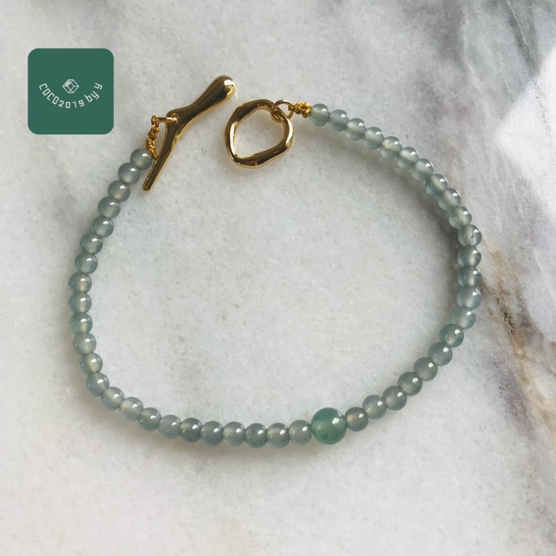 翡翠手鍊 天然石 瓜地馬拉產 B440-001 約16cm - 手鍊/手環 - 玉石 藍色