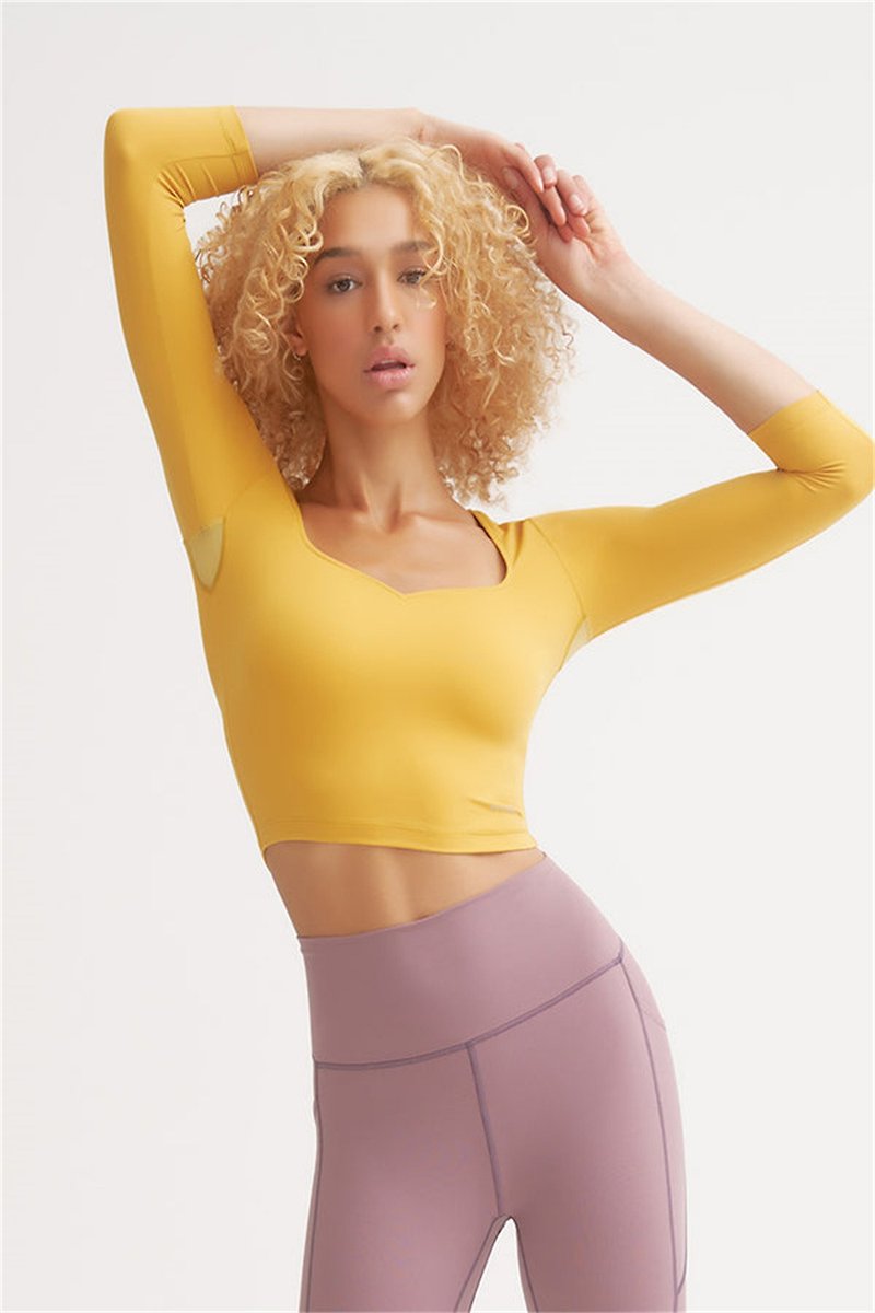 Fala Long Sleeve - Women's Yoga Apparel - Nylon Yellow