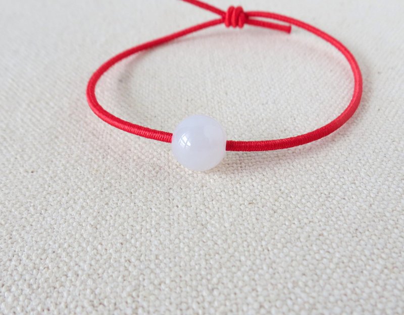 [Lucky Stone] White Ice Jade Stretch Rope Bracelet*TS02*Lucky and Lucky - สร้อยข้อมือ - เครื่องเพชรพลอย สีดำ