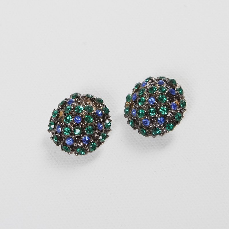 [Egg Plant Vintage] Peacock Treasure Vintage Clip-On Antique Earrings - Earrings & Clip-ons - Other Metals Green