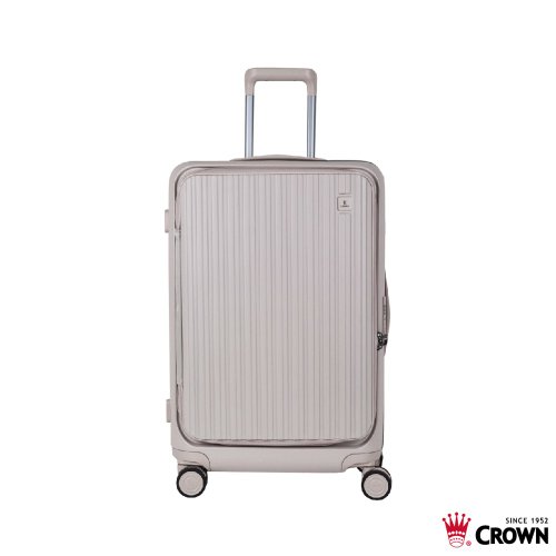 CROWN 皇冠行李箱 【CROWN】26吋 BOXY 前開框架拉桿箱 託運箱 燕麥奶茶色