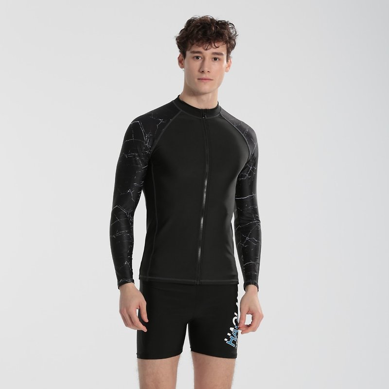 Haolang Marble Long Sleeve Zip Swimsuit - Men's Swimwear - Polyester 
