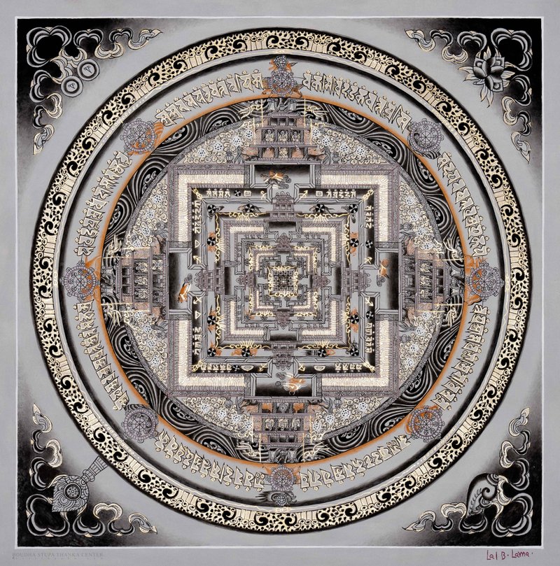 Thangka Kalachakra Mandala, Tibetan buddhist handmade paintings - 擺飾/家飾品 - 24k 金 多色