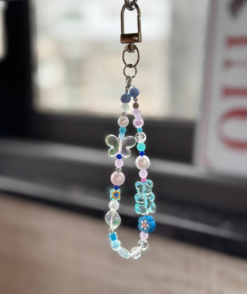 Beaded Charm Blue Transparent Sea and Sky - พวงกุญแจ - พลาสติก สีน้ำเงิน