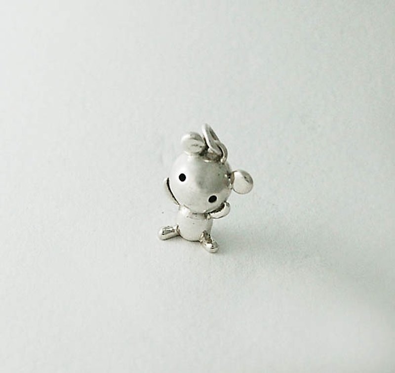 Think of a bear sterling silver hand-made puppet Silver necklace - สร้อยคอ - โลหะ สีเทา