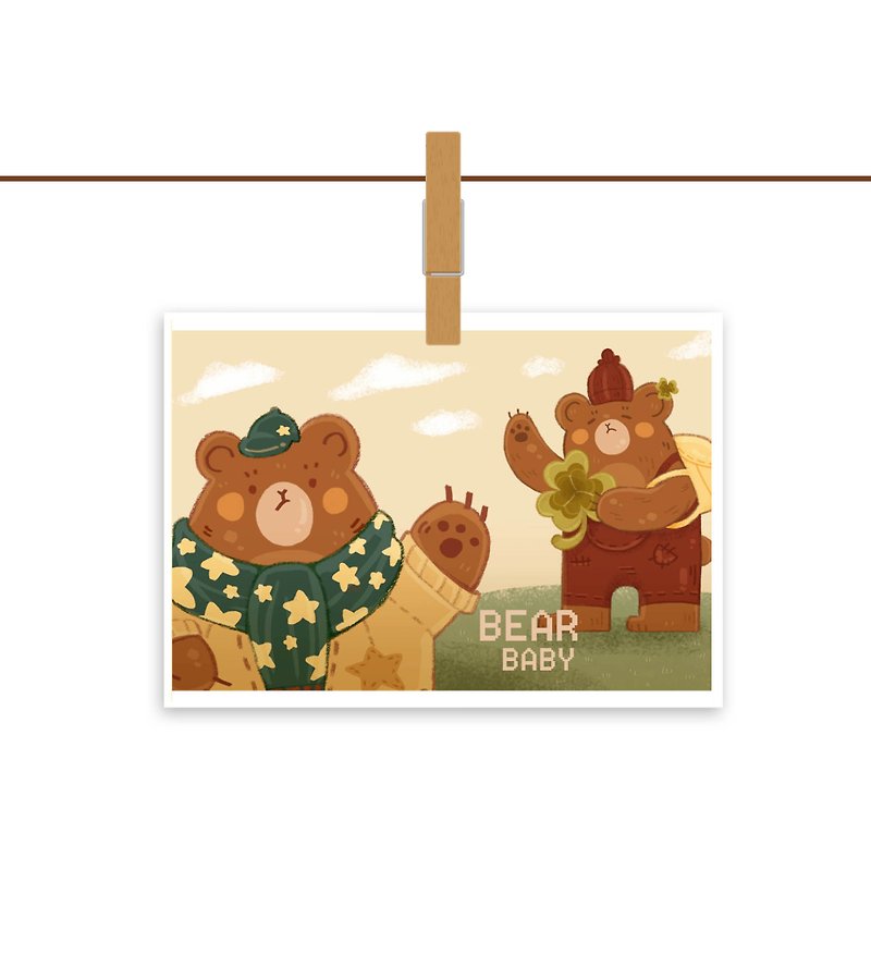 【Star bear】Bamboo postcard a6 - Cards & Postcards - Other Materials 