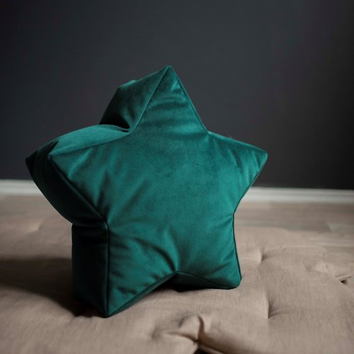 Cot and Cot Emerald green Velvet Star Bean Bag Chair - toddler nursery floor cushion