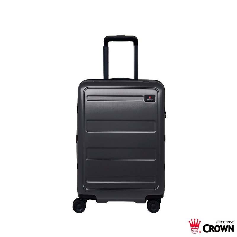 【CROWN】防盜拉鍊 21吋 登機箱  珠光鐵灰霧面 - 行李箱/旅行袋 - 塑膠 黑色