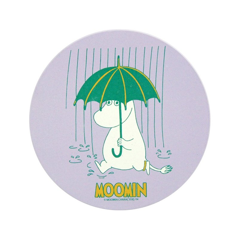 Moomin嚕嚕米授權-吸水杯墊-【雨中散步】 (圓/方) - 杯墊 - 陶 綠色
