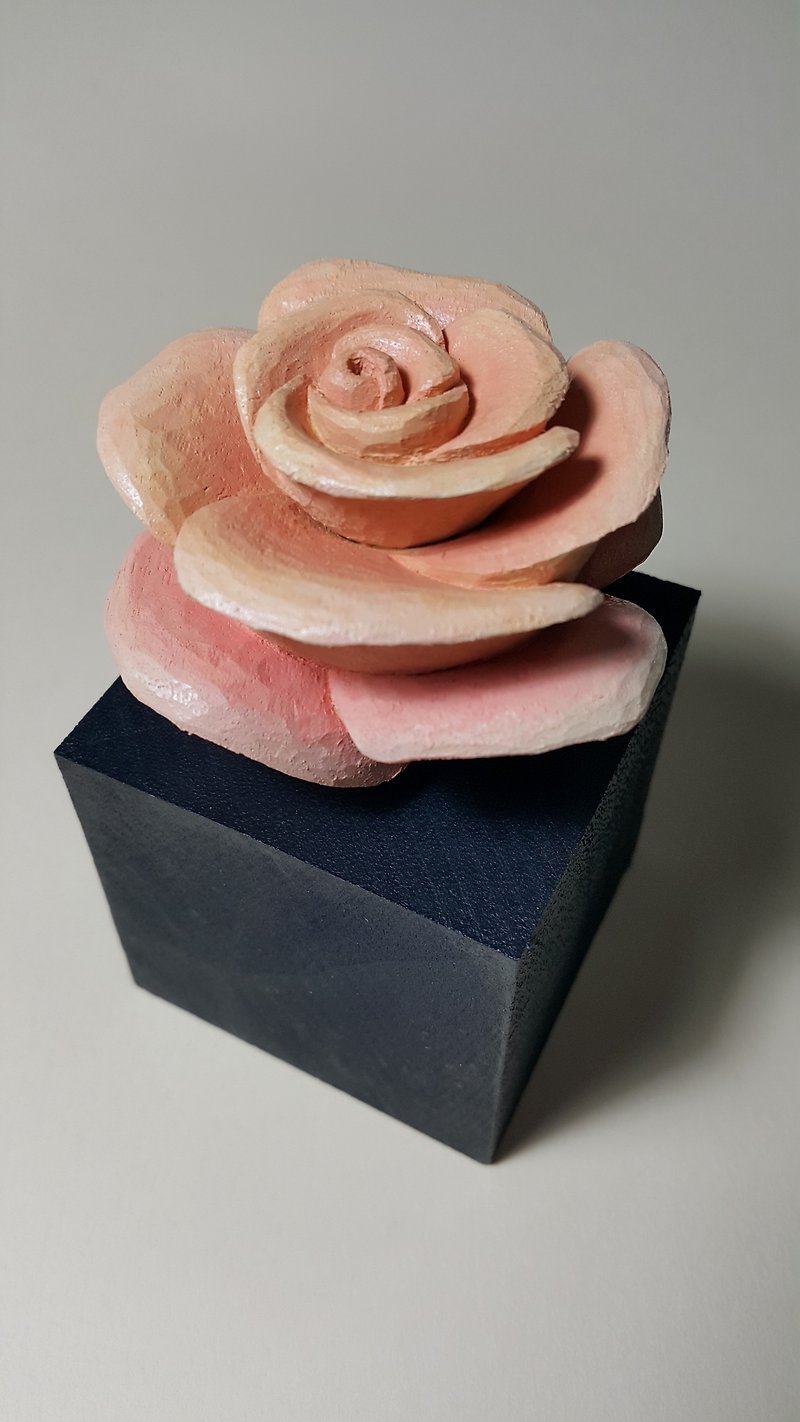 Hand carved wood carving decorations roses / paperweight / handmade art Limited - Wood, Bamboo & Paper - Wood Pink