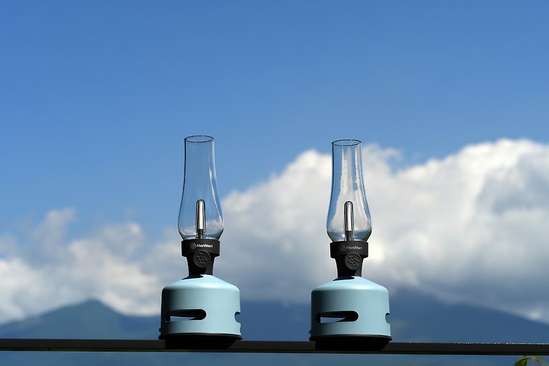 MoriMori LED Kerosene Lamp Bluetooth Speaker PALE BREEZE Clear Sky Blue - Lighting - Resin Blue