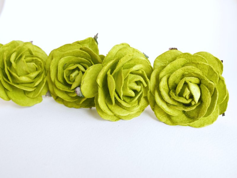 Paper Flower, 10 DIY pieces mulberry rose size 7.0 cm., green colors. - 其他 - 紙 綠色