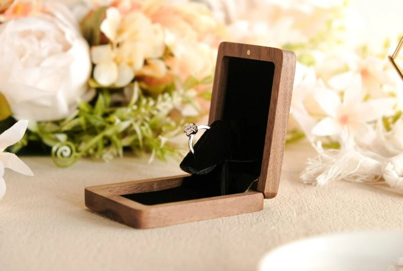 Rotating engagement ring box, custom long ring box, walnut ring box - Items for Display - Wood 