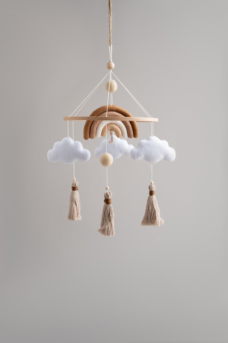 Rainbow baby mobile nursery, boho nursery decor, crib mobile neutral - 寶寶/兒童玩具/玩偶 - 環保材質 多色
