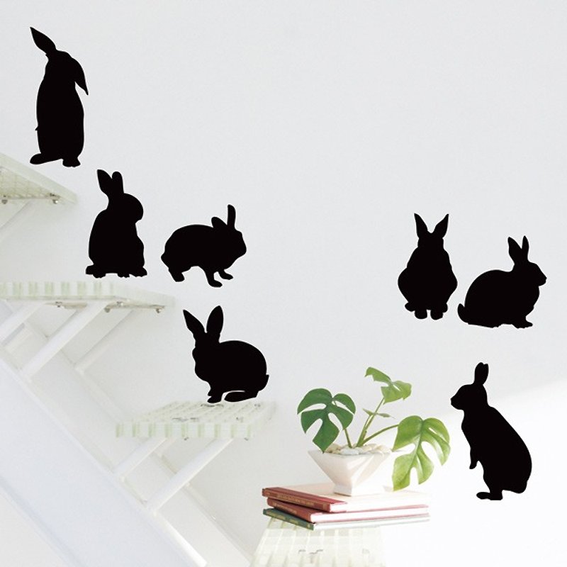 Smart Design Creative Seamless Wall Stickers Bunny Family (8 colors optional) - ตกแต่งผนัง - กระดาษ สีดำ