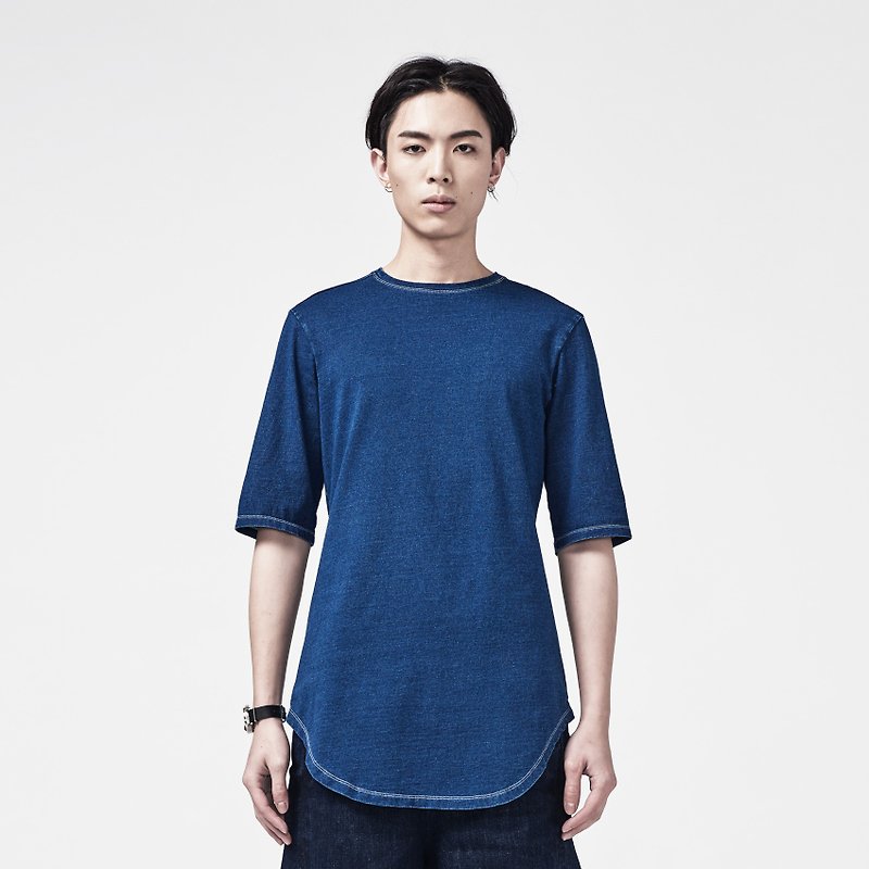 TRAN - washing round pendulum TEE - Men's T-Shirts & Tops - Cotton & Hemp Blue