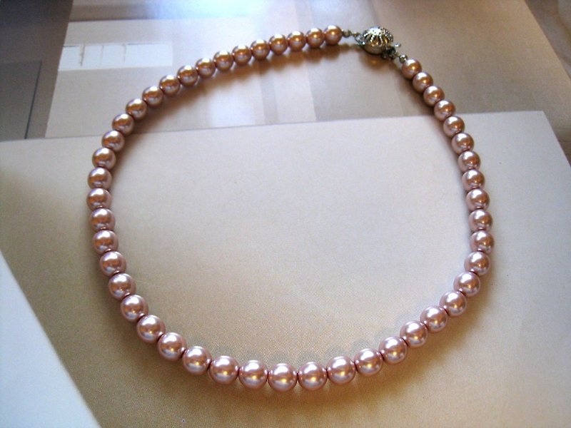 Silky Pearl Necklace / 8mm : Pink　Bridal* - Necklaces - Pearl Pink