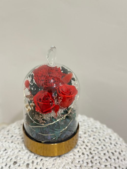 Miau Flowers 喵喵花室 經典永生玫瑰花玻璃燈罩 浪漫紅 小夜燈 新年禮物 交換禮物