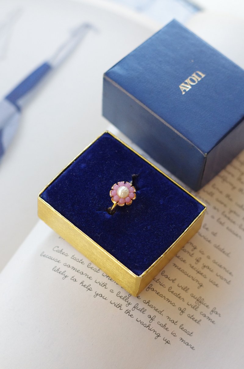 Vintage 金色珍珠小花戒指 70年代  Avon 含原裝盒 RIN1 - 戒指 - 其他金屬 銀色