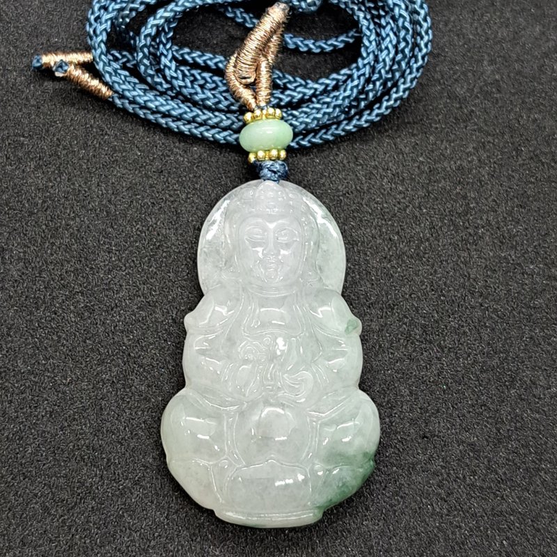 飄花翡翠觀音菩薩項鍊 | 天然緬甸玉翡翠A貨 | 送禮 - 項鍊 - 玉石 多色