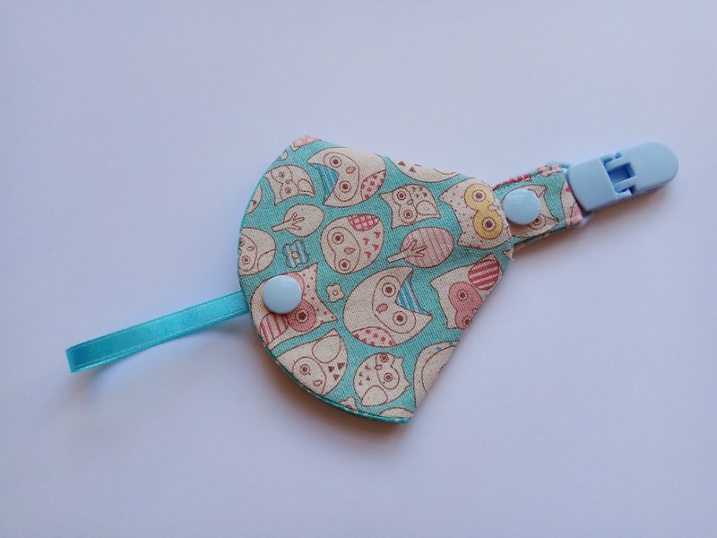 <Blue> Owl Moon Gift Two-in-one pacifier clip nipple boot + pacifier clip dual function - Baby Gift Sets - Cotton & Hemp Blue