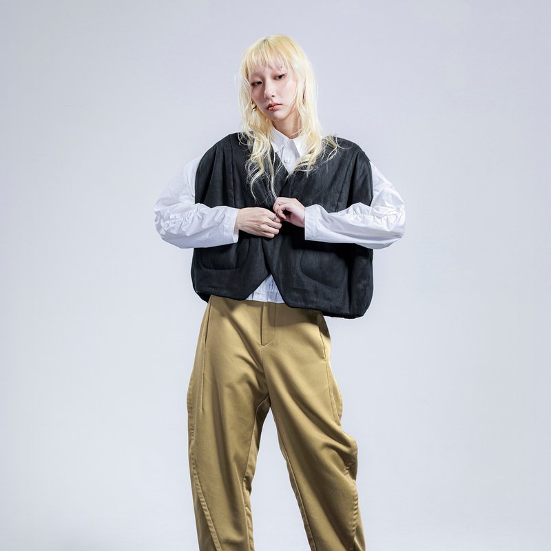 球體剪裁短版背心 - 背心/無袖上衣 - 其他材質 藍色