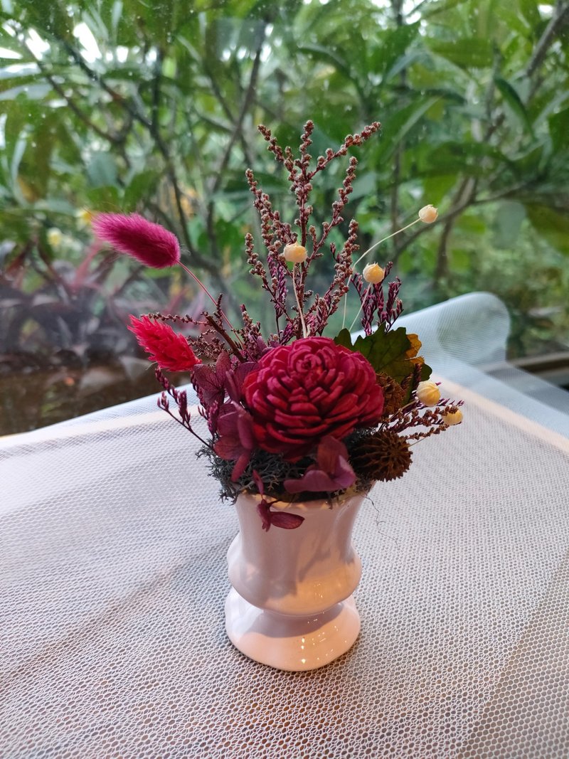 DIY材料包禮盒    可愛擴香花   年節小桌飾  送禮 乾燥花 - 花藝/盆栽/植栽 - 植物．花 紅色