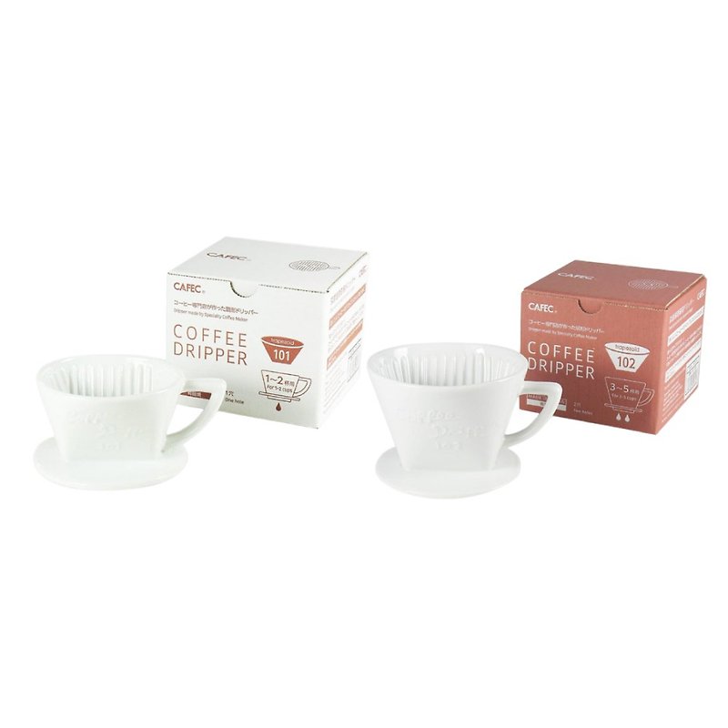 [Any two pieces get 5% off] Japanese CAFEC fan-shaped ceramic filter cup-white / 2 styles in total - เครื่องทำกาแฟ - เครื่องลายคราม ขาว