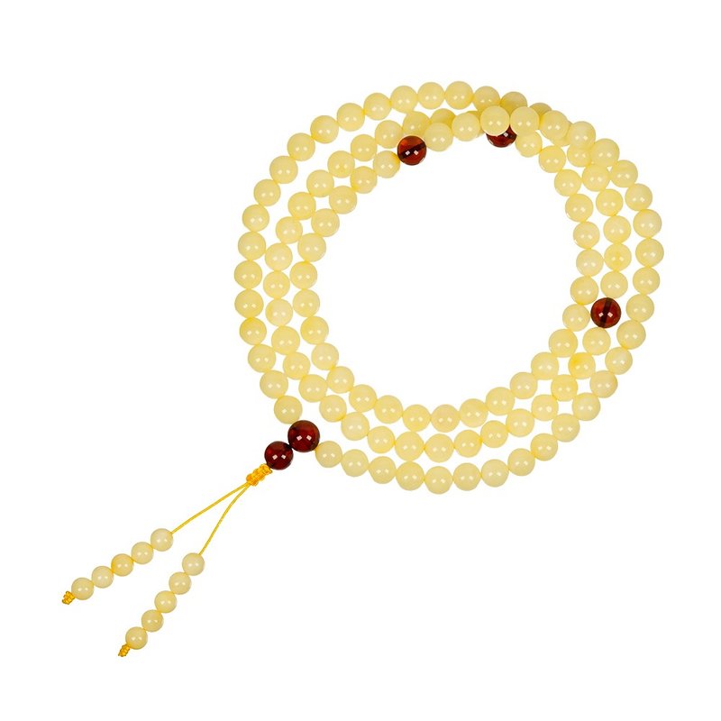 Cloudy Honey Amber 6.8-7.3mm Prayer's Bracelets - Bracelets - Semi-Precious Stones Multicolor