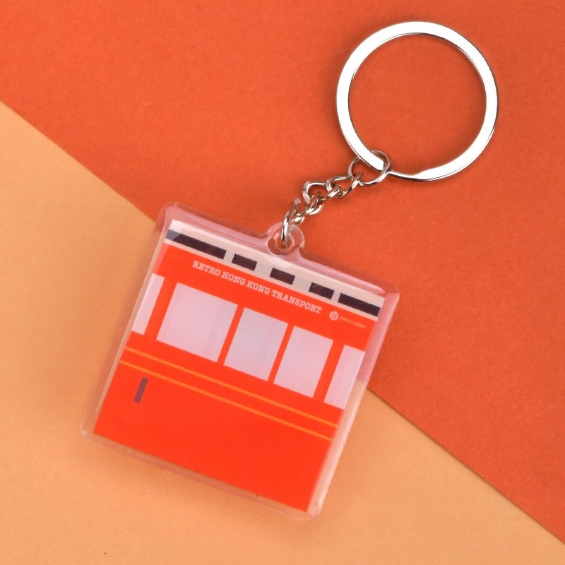 Retro Transports of Hong Kong Style Designer Keychain - Cable Car - ที่ห้อยกุญแจ - อะคริลิค สีส้ม