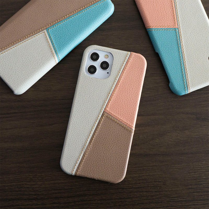 全機種対応 スマホケース 姫路レザー 【 パッチワーク シュリンクレザー 】 母の日 BS09K - 手機殼/手機套 - 真皮 多色