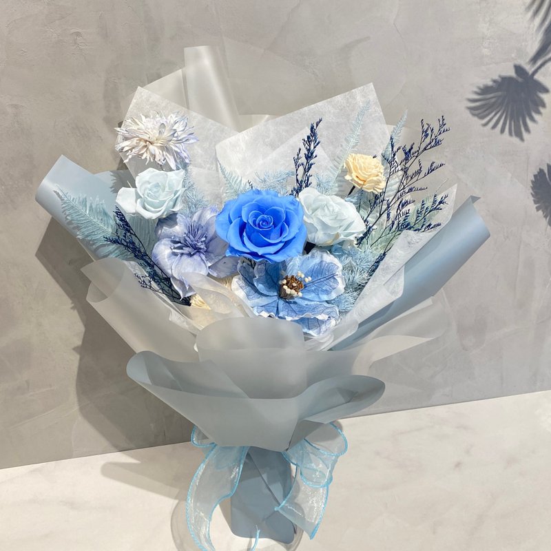 Everlasting Bouquet Chinese Valentine's Day Quiet Blue - Dried Flowers & Bouquets - Plants & Flowers Blue