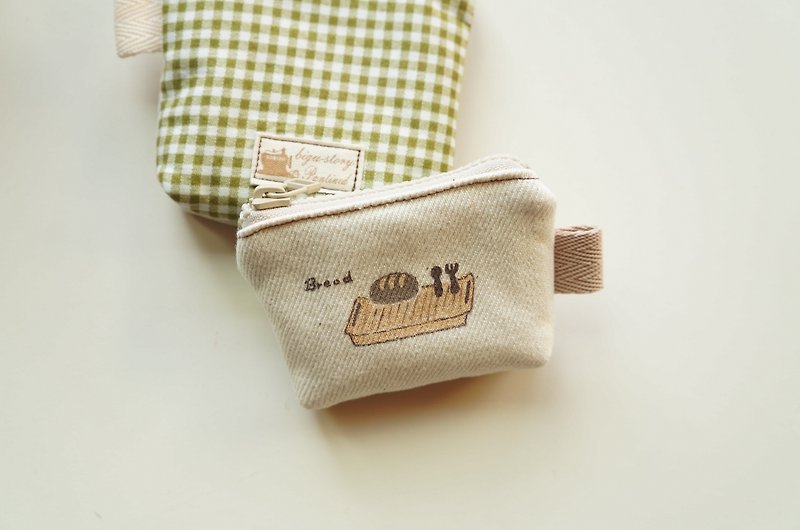 Hand-painted bread out of the cup purse - Coin Purses - Cotton & Hemp White