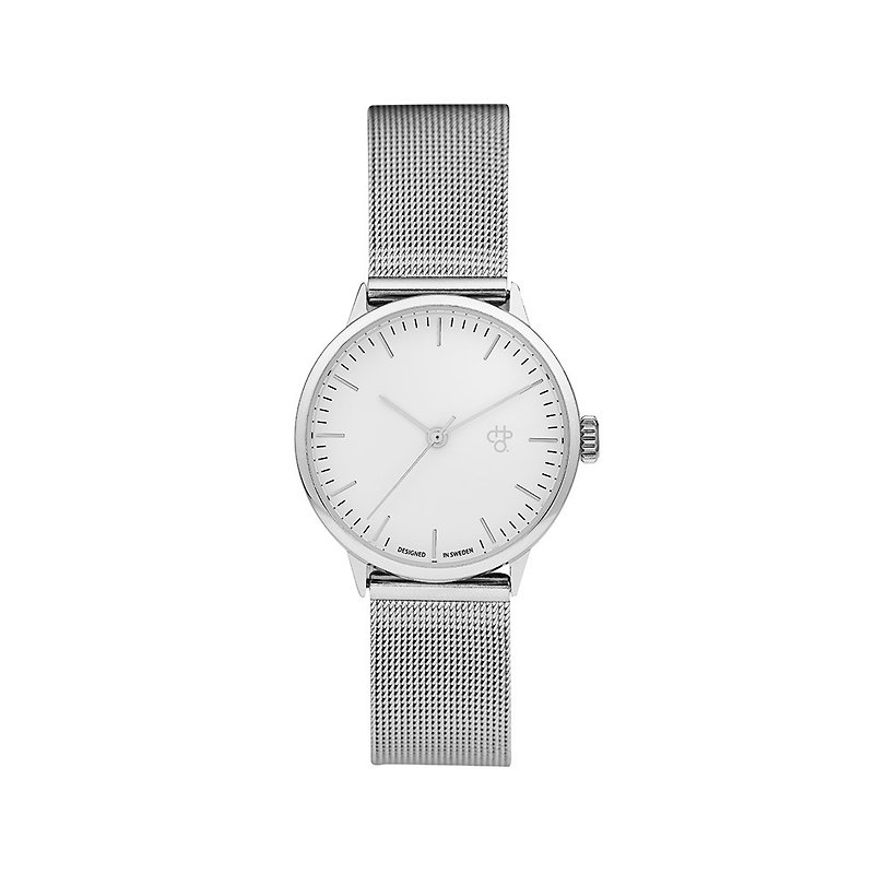 Swedish Brand-Nando Mini Series Silver Dial-Silver Milanese Band Adjustable Watch - นาฬิกาผู้ชาย - สแตนเลส สีเงิน