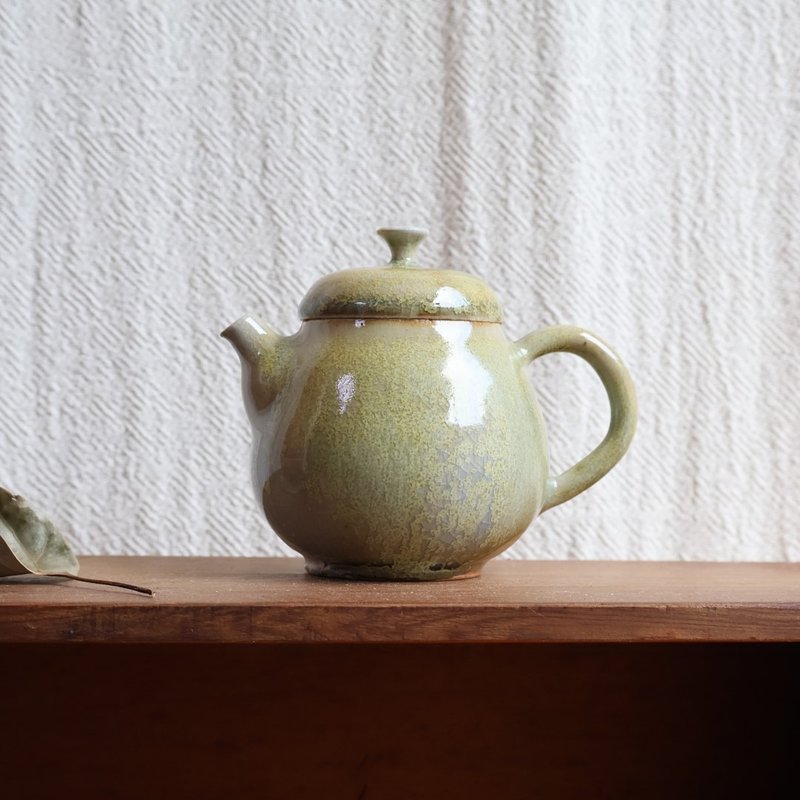 Jasper wood fired pottery handmade teapot - ถ้วย - ดินเผา สีเขียว