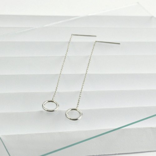 GreenRock Jewelry 圓圈穿線耳環 925純銀 耳線