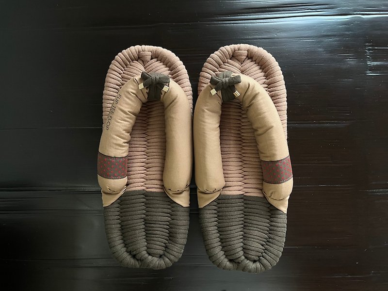 【FLIP TEE FLOP】24.5cm Cloth  sandal slippers Nuno zori 【No.216】 - รองเท้าแตะในบ้าน - ผ้าฝ้าย/ผ้าลินิน สีนำ้ตาล