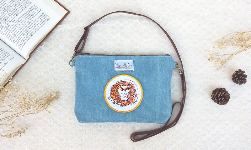 <Famou's life> Starlight owl tannin side backpack diagonal bag - Messenger Bags & Sling Bags - Polyester Blue