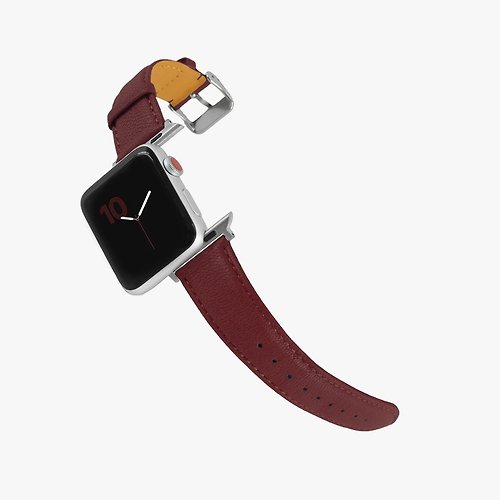 Macarooon 客製化禮物意大利真皮革錶帶Apple Watch 酒紅色