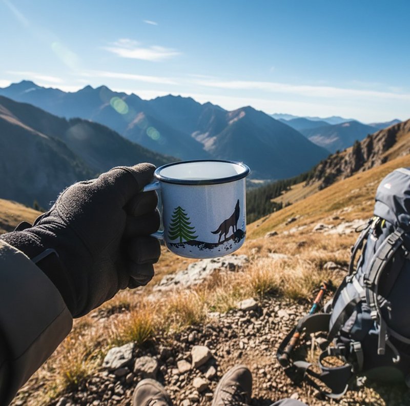 Poland emalco Forest Series Enamel Mug / Enamel Cup (Wolf) - แก้วมัค/แก้วกาแฟ - วัตถุเคลือบ ขาว