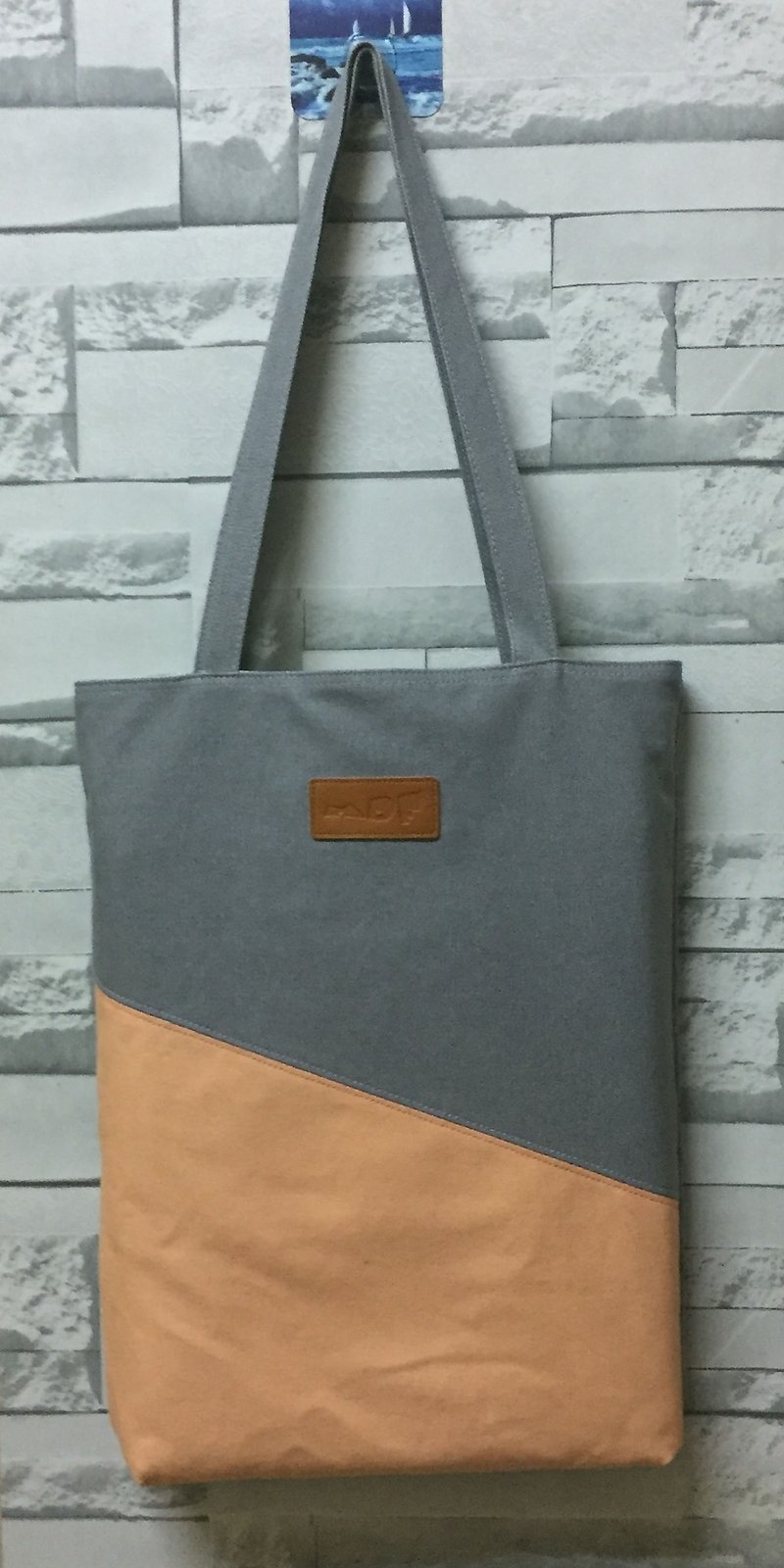 MDF canvas shoulder bag (orange / gray) - Handbags & Totes - Cotton & Hemp Multicolor