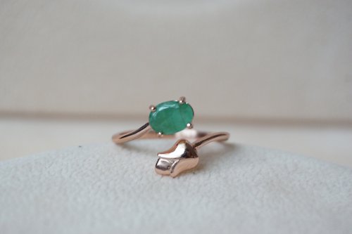 roseandmarry Natural Emerald Silver925 Ring, Flower ring