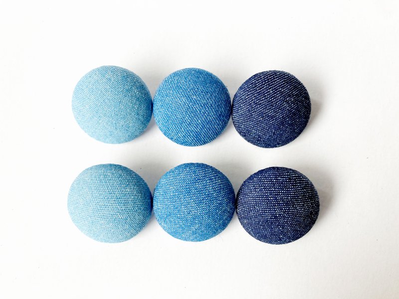 Cloth button button knitting and sewing handmade material denim color scale light medium deep DIY material - Knitting, Embroidery, Felted Wool & Sewing - Other Materials Blue