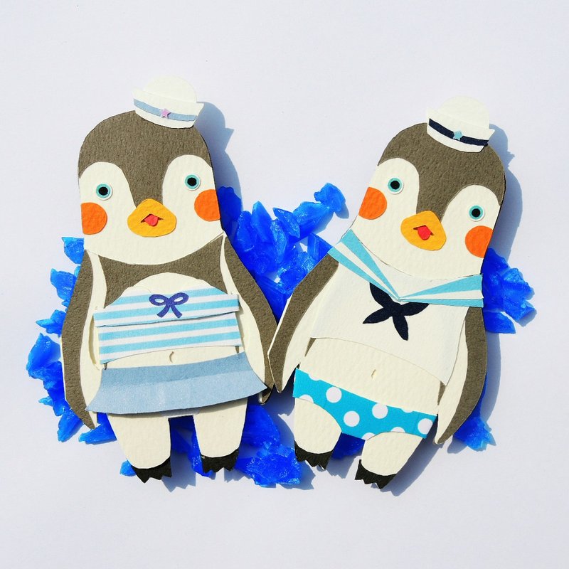 夏限定！【PORORI CARD】PENGIN Boy - 卡片/明信片 - 紙 藍色