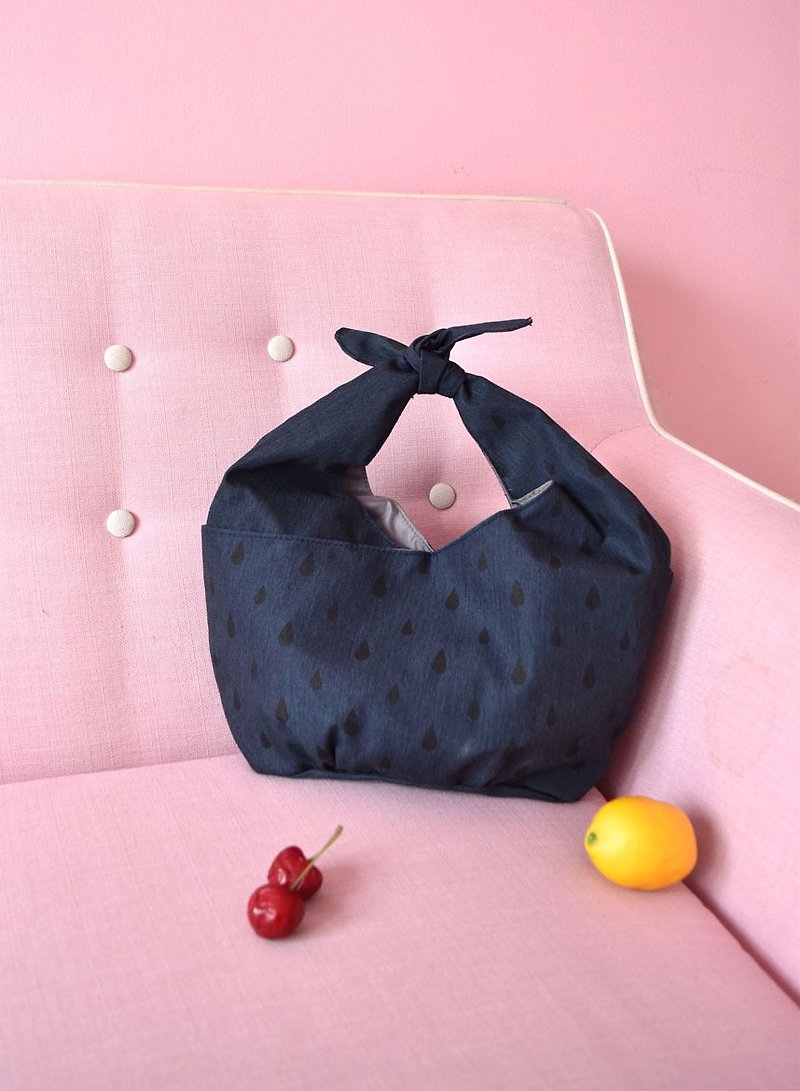 deep blue mini bag handle, small purse - Handbags & Totes - Polyester Blue