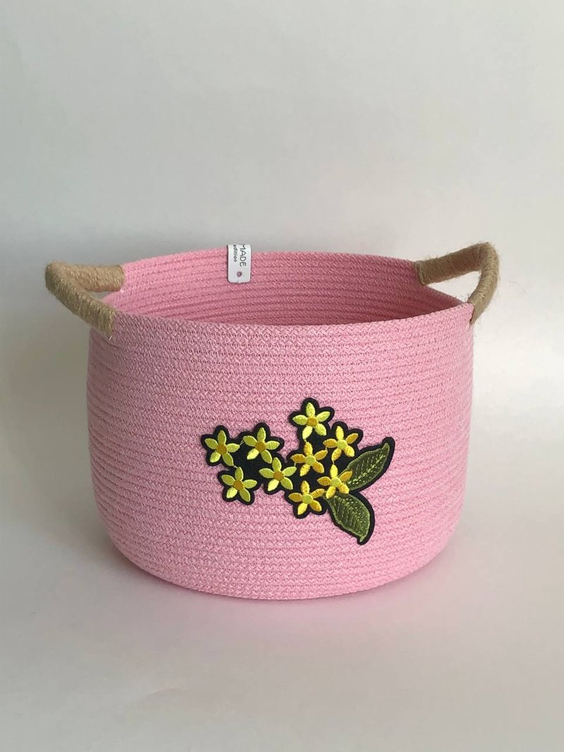 Sewn basket for nursery, basket for toys - Shelves & Baskets - Cotton & Hemp Pink